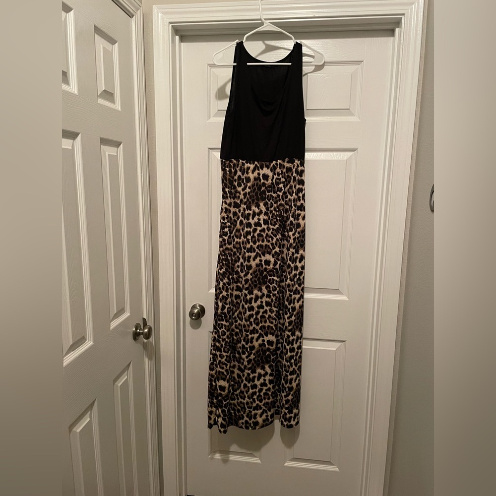 Long Black and Cheetah print maxi dress